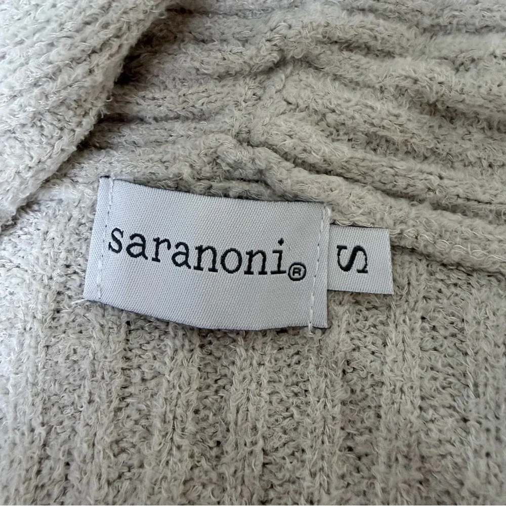 NEW Saranoni Robe S Beige Ribbed‎ So Soft Tie Waist Longline Wrap Lounge …